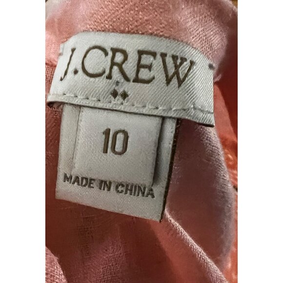 J. Crew Peach Linen & Lace Blouse Sz 10 (Medium) Womens 100% Linen - Picture 4 of 9
